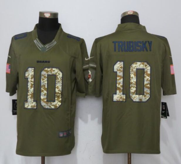 Men Chicago Bears #10 Trubisky Green Nike Salute To Service Limited NFL Jerseys